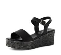 s.Oliver Damen Sandalen mit Keilabsatz aus Leder Sommer, Schwarz (Black Nappa), 40 EU