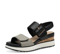 s.Oliver Damen Sandalen mit Keilabsatz mit Schnalle Bequem, Schwarz (Black Comb.), 42 EU