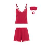 Schlafanzug S.OLIVER, Damen, Gr. 40/42, rot, Single Jersey, Obermaterial: 66% Polyester, 29% Viskose, 5% Elasthan, kariert, kontrastfarbene Details, bequem bodenlang, Rundhals, Homewear-Sets Schlafanz