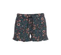 Schlafshorts S.OLIVER, Damen, Gr. 40/42, N-Gr, grün (petrol, geblümt), Jersey, Obermaterial: 50% Baumwolle, 50% Viskose, geblümt, gemustert, mehrfarbig, Basic, Basic kurz, Hosen, im Allover-Muster mit
