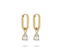 s.Oliver Damen Schmuck - Creolen aus Edelstahl mit funkelnden Steinanhängern in verschiedenen Farben - Elegant & Zeitlos schön - Perfekte Geschenkidee