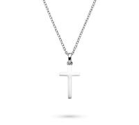 s.Oliver Halskette Modern Cross – polierter Edelstahl Silber, Ankerkette 50 cm, Damen