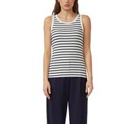 Tanktop S.OLIVER, Damen, Gr. 46, sanftes weiß stripe, Rippware, Obermaterial: 95% Baumwolle, 5% Elasthan, gestreift, slim fit normal, Rundhals, Tops Tanktop, mit Streifen Muster (46101844-46) sanftes