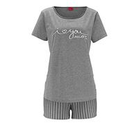 Shorty S.OLIVER, Damen, Gr. 40/42, grau (grau, meliert), Single Jersey, Obermaterial: 50% Baumwolle, 50% Viskose. Unterteil: 40% Baumwolle, 40% Viskose, 20% Polyester, Basic, Basic kurz, Rundhals, ein