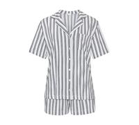 Shorty S.OLIVER, Damen, Gr. 40/42, schwarz-weiß (schwarz, weiß, gestreift), Single Jersey, Obermaterial: 50% Baumwolle, 50% Viskose, gestreift, klassisch, klassisch kurz, tiefer V-Ausschnitt, Kurzarm 