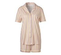 Shorty S.OLIVER, Damen, Gr. 40/42, rosa (hellrosa, allover), Single Jersey, Obermaterial: 50% Baumwolle, 50% Viskose, bedruckt, gestreift, klassisch kurz, V-Ausschnitt, eingesetzt,mit Paspel Manschett
