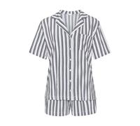 Shorty S.OLIVER, Damen, Gr. 44/46, schwarz-weiß (schwarz, weiß, gestreift), Single Jersey, Obermaterial: 50% Baumwolle, 50% Viskose, gestreift, klassisch, klassisch kurz, tiefer V-Ausschnitt, Kurzarm