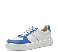 s.Oliver Damen Sneaker flach aus Leder mit dicker Sohle, Mehrfarbig (White/Blue), 39 EU