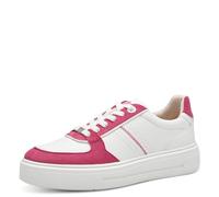 s.Oliver Damen Sneaker flach aus Leder mit dicker Sohle, Mehrfarbig (White/Fuxia), 40