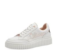 s.Oliver Damen Sneaker flach mit dicker Sohle Vegan Weiß/Rosegold Größe 40 EU