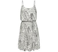 Sommerkleid S.OLIVER, Damen, Gr. 34, N-Gr, schwarz (creme, schwarz), Cru00eape, Obermaterial: 100% Viskose, bedruckt, modisch, figurumspielend ca. Mitte Oberschenkel, tiefer V-Ausschnitt, ohne Ärmel,