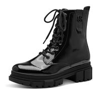 s.Oliver Damen Stiefeletten ohne Absatz zum Schnüren Vegan, Schwarz (Black Patent), 38 EU