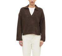 Strickpullover S.OLIVER, Damen, Gr. 44, braun, Strick, Obermaterial: 57% Polyacryl, 31% Polyester, 9% Wolle, 3% Elasthan, meliert, bequem hüftlang, V-Ausschnitt, Bündchen, Pullover Strickpullover, Win