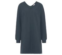 Sweatkleid S.OLIVER, Damen, Gr. 48/50, N-Gr, blau (petrol), Rippware, Obermaterial: 100% Baumwolle, unifarben, Basic, bequem ca. Mitte Oberschenkel, V-Ausschnitt, Bündchen, Kleider Sweatkleid, Langarm