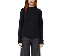 Geripptes Langarmshirt mit gewelltem Saum 38 schwarz 2176302.9999.38