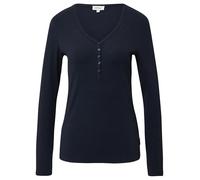Ripp-Langarmshirt mit Knopfleiste im Slim Fit 40 blau 2170091.5959.40