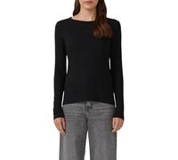 s.Oliver Damen T-Shirt - Langarm, Rundhals, Stickerei, gerippt