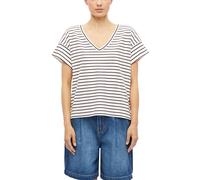 s.Oliver Gestreiftes Jersey-T-Shirt mit V-Ausschnitt Rot/Creme Größe 40