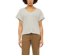 s.Oliver T-Shirt Gestreiftes Jersey mit V-Ausschnitt Braun/Creme Größe 42