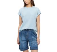Kurzarmshirt S.OLIVER, Damen, Gr. 36, blau (coastal blau), Web, Obermaterial: 100% Baumwolle, unifarben, normal hüftbedeckend, Rundhals, abgesteppte Kante, Shirts, Sommershirt - unifarben (68291349-36
