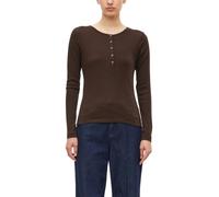 s.Oliver Damen T-Shirt - Slim Fit, Langarm, Knopfleiste