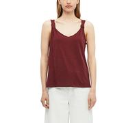 Shirttop S.OLIVER, Damen, Gr. 34, schwarz pomegranat, Jersey, Obermaterial: 100% Baumwolle, unifarben, normal hüftbedeckend, V-Ausschnitt, Tops Shirttop, Sommertop mit Knoten-Detail (14168825-34) schw