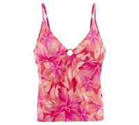 Tankini-Top S.OLIVER "Jayce", Damen, Gr. 44, Cup C/D, rosa (pfirsich bedruckt), Recycling-Polyamid, bedruckt, Bikini-Oberteile, mit hübschem Zierring (19573821-44) pfirsich bedruckt