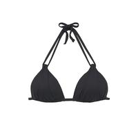 Triangel-Bikini-Top S.OLIVER "Spain", Damen, Gr. 36, Cup A/B, schwarz, Microfaser, Microfaser, unifarben, Bikini-Oberteile, mit Raffung und Doppelträger (745397-36) schwarz