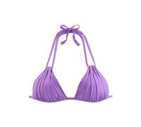 Triangel-Bikini-Top S.OLIVER "Spain", Damen, Gr. 42, Cup C/D, lila, Microfaser, Microfaser, unifarben, Bikini-Oberteile, mit Raffung und Doppelträger (92681953-42) lila