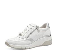 s.Oliver Damen Wedge Sneaker zum Schnüren mit Reißverschluss Weiß/Silber Größe 40