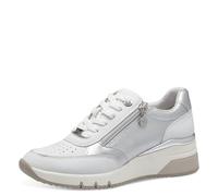 s.Oliver Damen Wedge Sneaker zum Schnüren mit Reißverschluss, Weiß (White/Silver), 41 EU