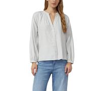 Langarmbluse S.OLIVER, Damen, Gr. 38, ecru, Web, Obermaterial: 55% Baumwolle, 45% Viskose, unifarben, relaxed fit normal, V-Ausschnitt, elastischer Bund, Blusen (51131340-38) ecru