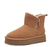 s.Oliver Damen Winterstiefel ohne Absatz aus Leder Gefüttert, Braun (Cognac), 40 EU