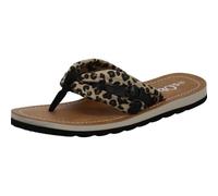 s.Oliver Damen Zehentrenner Pantolette mit breitem Stoffband mit Leo Animal Print in Schwarz. beige Gr. 37