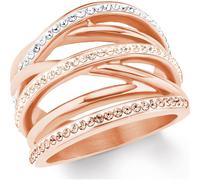 s.Oliver Ring Edelstahl Damen Ringe, mit Kristall, Apricot, Kommt in Schmuck Geschenk Box