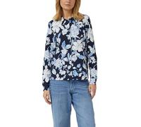 Langarmbluse S.OLIVER, Damen, Gr. 36, blau floral, Jersey, Obermaterial: 95% Baumwolle, 5% Elasthan, gemustert, tailliert hüftbedeckend, Rundhals, Blusen, mit Allover-Druck (97097501-36) blau floral