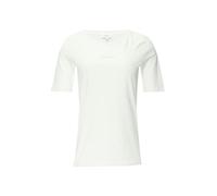 T-Shirt S.OLIVER, Damen, Gr. 44, beige (ecru), Jersey, Obermaterial: 95% Baumwolle, 5% Elasthan, unifarben, regular fit taillenbedeckt, Rundhals, Shirts T-Shirt, mit Logoschriftzug (61321247-44) ecru