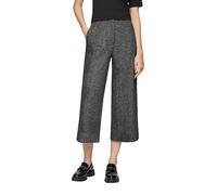 s.Oliver BLACK LABEL High Rrise Culotte mit Elastikbund und Fischgräten-Struktur in Mittelgrau Melange, Größe 38