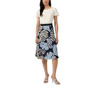 s.Oliver BLACK LABEL Midikleid – Elegant mit Volantärmeln & Schlitz – Blau/Beige Größe 46