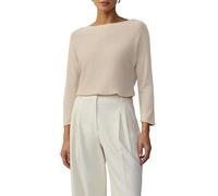 Strickpullover S.OLIVER BLACK LABEL, Damen, Gr. 44, beige (sand), Feinstrick, Obermaterial: 90% Viskose, 10% metallisierte Fasern, glänzend, casual, regular fit taillenbedeckt, U-Boot-Ausschnitt, Lang