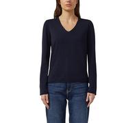 Feinstrickpullover mit V-Ausschnitt und Rollkante am Saum 38 blau 2179711.5959.38