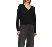 Feinstrickpullover mit V-Ausschnitt und Rollkante am Saum 40 schwarz 2169762.9999.40