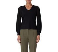 s.Oliver Black Label Pullover 2171568 Feinstrick V-Ausschnitt semitransparente Ärmel Grau/Schwarz 38