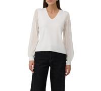 Strickpullover S.OLIVER BLACK LABEL, Damen, Gr. 48, weiß, Strick, Obermaterial: 71% Viskose, 29% Polyester, unifarben, regular fit taillenbedeckt, V-Ausschnitt, Rippbündchen, Pullover Strickpullover,