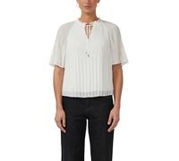 Plisseebluse S.OLIVER BLACK LABEL, Damen, Gr. 38, ecru, Obermaterial: 100% Polyester, unifarben, hüftlang, Rundhals, Blusen, leicht ausgestellte 3/4-Ärmel, mit Schleife am Ausschnitt (71012645-38) ecr