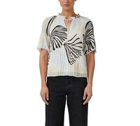 Plisseebluse S.OLIVER BLACK LABEL, Damen, Gr. 44, ecru, Obermaterial: 100% Polyester, unifarben, hüftlang, Rundhals, Blusen, leicht ausgestellte 3/4-Ärmel, mit Schleife am Ausschnitt (71012645-44) ecr