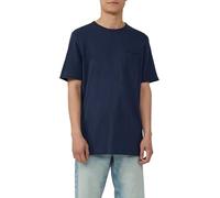 s.Oliver T-Shirt Flammgarn mit Brusttasche und offenen Kanten L blau