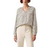 Langarmbluse S.OLIVER, Damen, Gr. 42, grau floral, Web, Obermaterial: 100% Viskose, gemustert, regular fit normal, Rundhals, elastischer Bund, Blusen, mit All-Over Print (74512569-42) grau floral