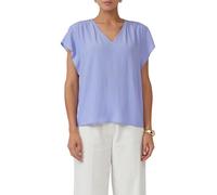 Fließende Viskosebluse mit Smok-Effekt und Volantärmeln 40 blau 2165955.5959.40