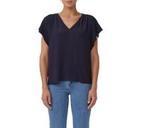 s.Oliver BLACK LABEL Fließende Viskosebluse mit Smok-Effekt und Volantärmeln Navy 34